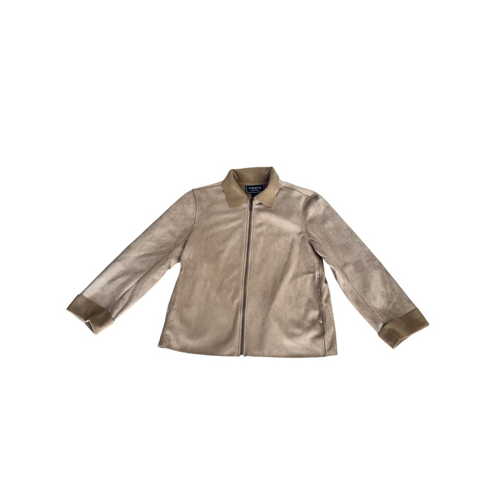 COACO New York Tan Suede Collared‎ Zip Up Jacket Women's Size L